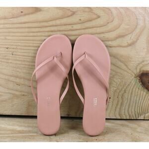 New Tkees Sandals Womens 11 Nude Brown Vegan Leather Flip Flops Slip Ons Brazil